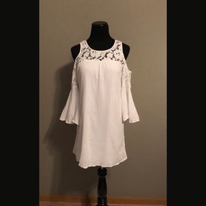 White Lace Cold Shoulder Dress